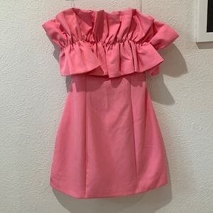 Pink ruffle mini dress